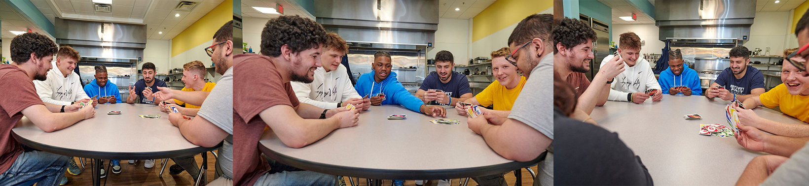 PSU players playing UNO with TSC students