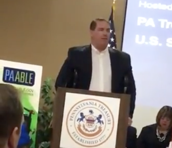 Tim Moran, CEO of MyCIL, spoke at the celebration for the one-year anniversary of the Pennsylvania Achieving a Better Life Experience (ABLE) Act.