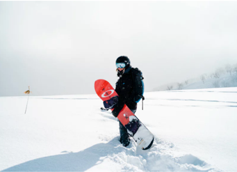 Photo of a snowboarder