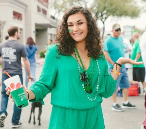 Photo of a woman wearing green for St. Patrick's Day