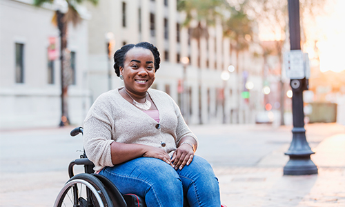 a woman in a wheelchair 
